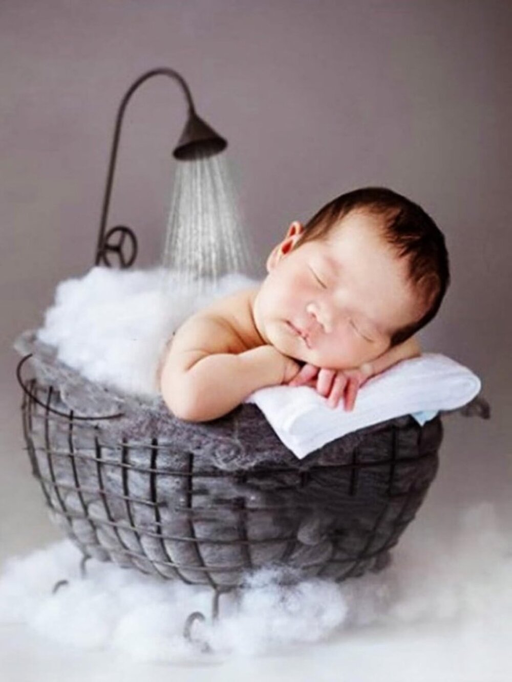 Newborn Photography Props Iron Woven Baby Bathtub Safe & Sturdy for Photo Shoots